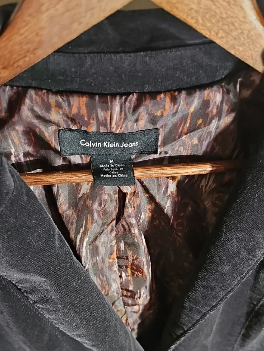 Calvin Klein Black Velvet Blazer with Printed Lining - Picture 2 of 5